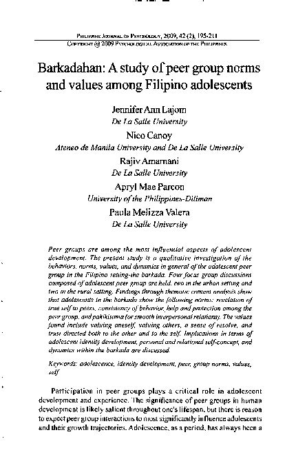 pinilahan ng barkada para maka score|Barkadahan A Study of Peer Group Norms and Values Among .